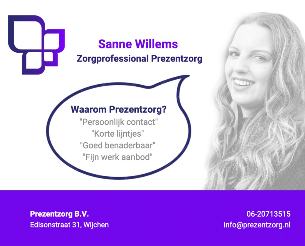 Prezent Zorg - Zorgprofessional Sanne Willems